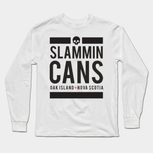 Slammin Cans Oak Island Skull Funny Gift Product - Black Long Sleeve T-Shirt